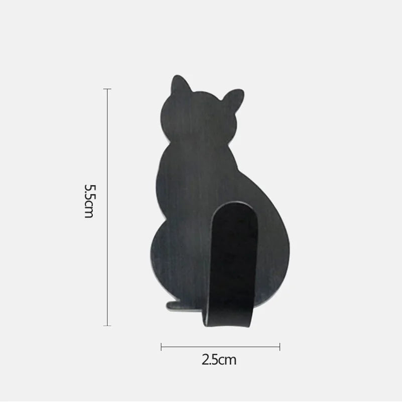 Pair of beautiful, small, purrfectly🐈self adhesive stainless steel kitty hooks