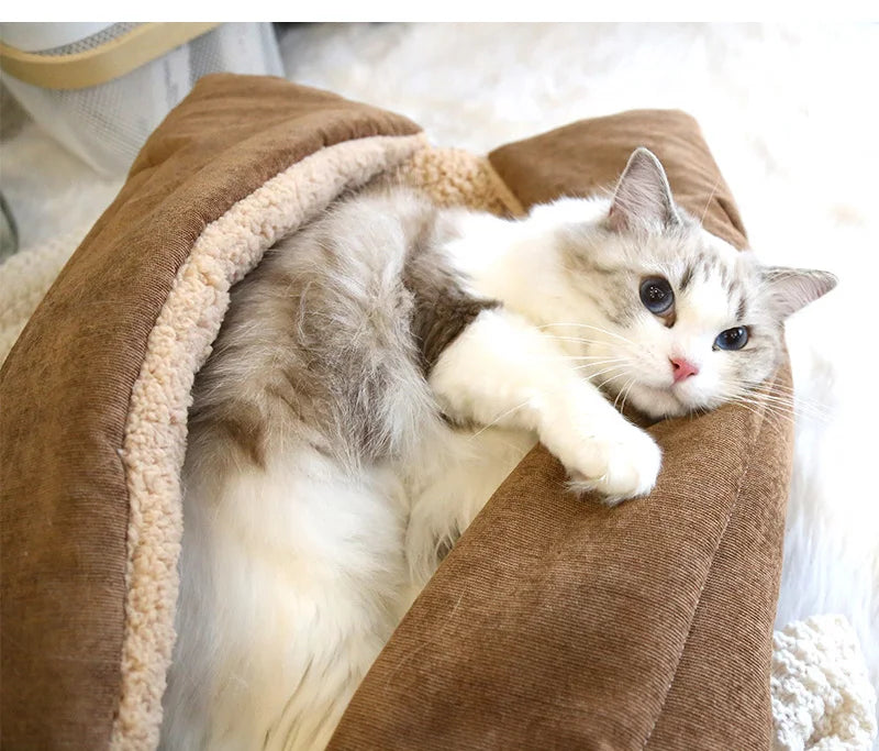 🥐"Pain au Chocolat"🍫 - 3 in 1 versatile kitty and doggy bed 🐶😺