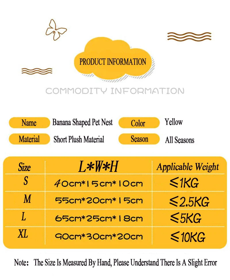 ๐"Mellow Yellow" - Banana shaped doggy, kitty and hamster bed๐