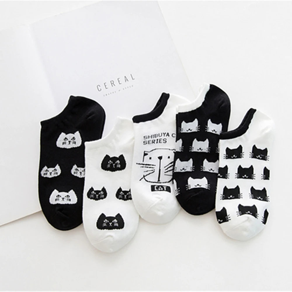 😊"Pretty Kitty" - 5 funny pairs of Japanese style sneaker socks for every taste🧦