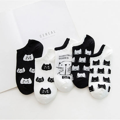 😊"Pretty Kitty" - 5 funny pairs of Japanese style sneaker socks for every taste🧦