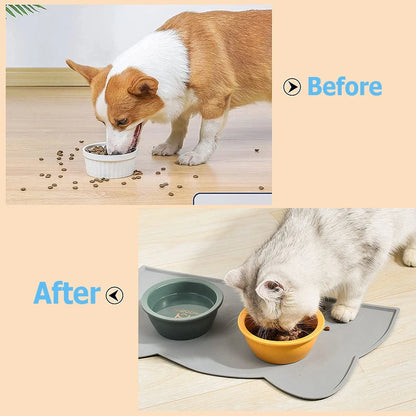 😽¡Deja que tu kitty cene con estilo!🍽 - Linda alfombrilla de silicona para proteger el suelo con forma de gatito