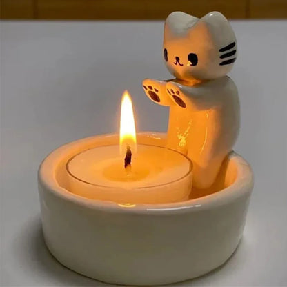 🕯️🐈"Kitty está calentando sus patitas" - Portavelas❤️‍