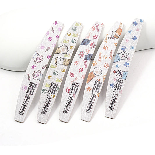 5 limas de uñas con diseño de patitas de kitty 🐾