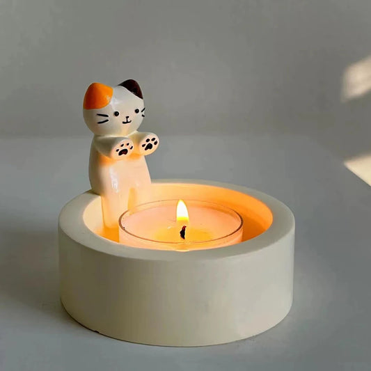 🕯️🐈"Kitty está calentando sus patitas" - Portavelas❤️‍