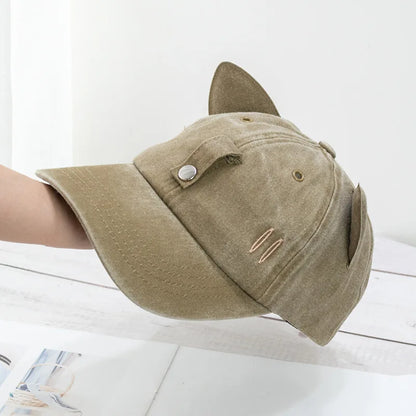 😺Kitty ears baseball cap with sunglasses😎