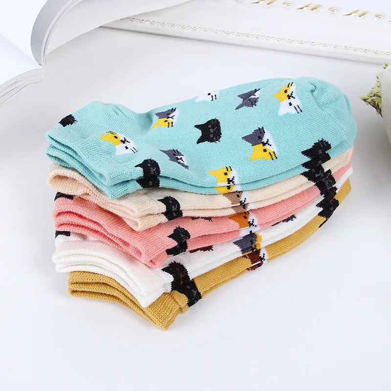 😊"Pretty Kitty" - 5 funny pairs of Japanese style sneaker socks for every taste🧦