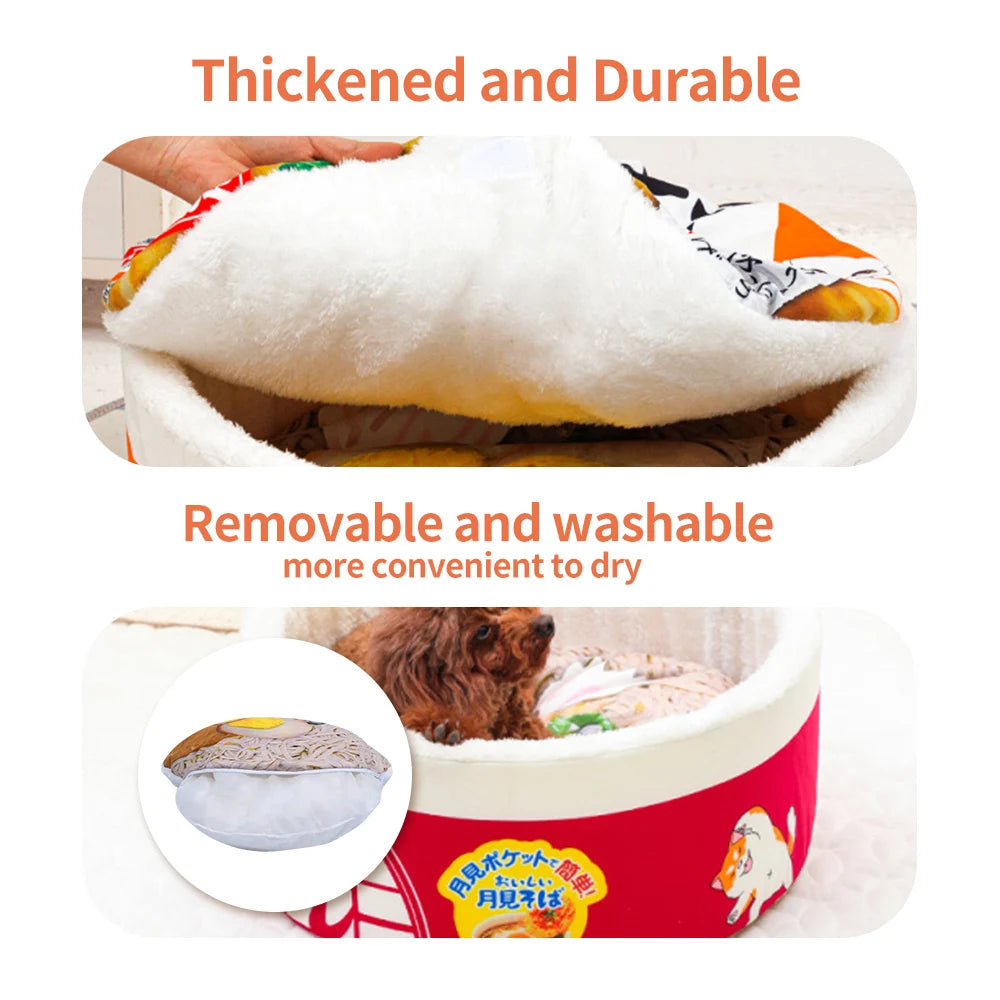 🍜„MieMie Asia Nudeln“ – Lustiges Haustierbett für Kittys und kleine Doggys – köstlich!😻