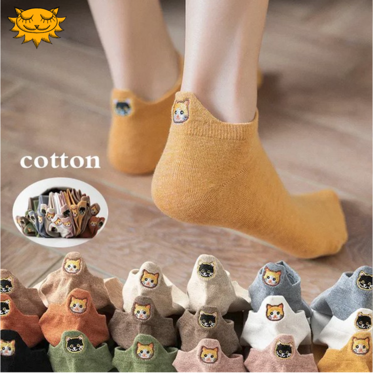 🧦"Sneaker Kitties" - This cuteness will blow your SOCKS off!☀️ - 4 pairs of sneaker socks with kitty embroidery😽