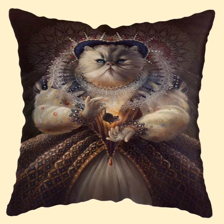 👑"La duquesa de Miaowshire y el duque de Barkshire": Fundas de cojines para gatos y perros de estilo vintage absolutamente elegantes