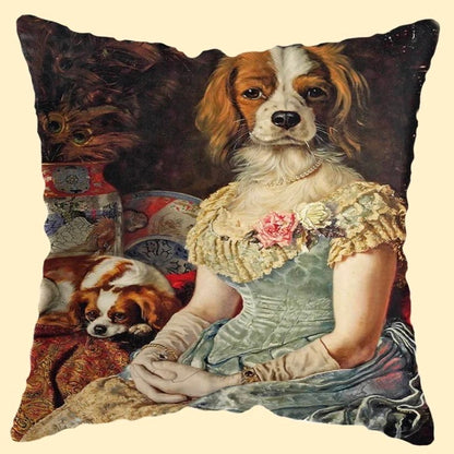 👑"La duquesa de Miaowshire y el duque de Barkshire": Fundas de cojines para gatos y perros de estilo vintage absolutamente elegantes