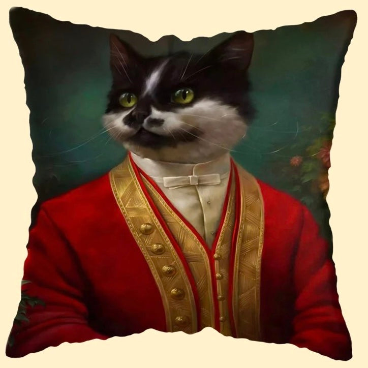 👑"La duquesa de Miaowshire y el duque de Barkshire": Fundas de cojines para gatos y perros de estilo vintage absolutamente elegantes
