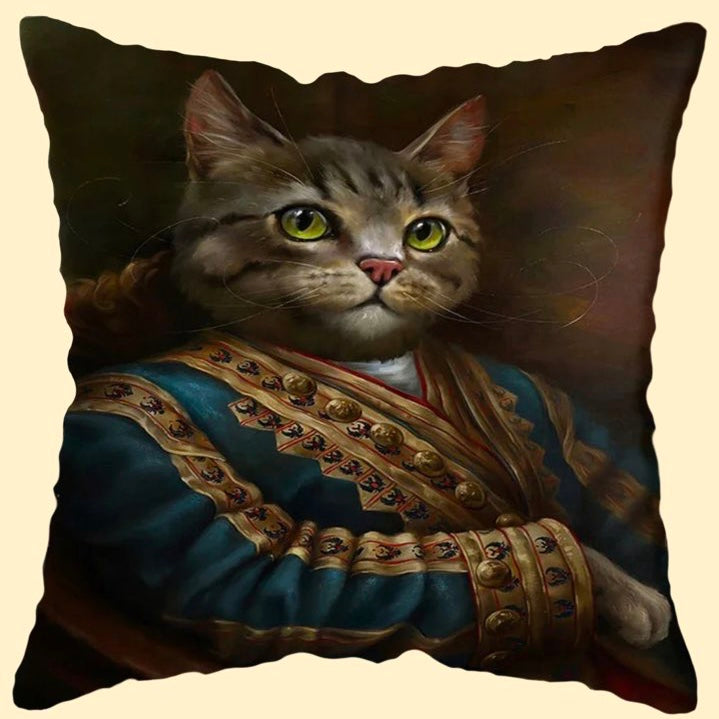 👑"La duquesa de Miaowshire y el duque de Barkshire": Fundas de cojines para gatos y perros de estilo vintage absolutamente elegantes